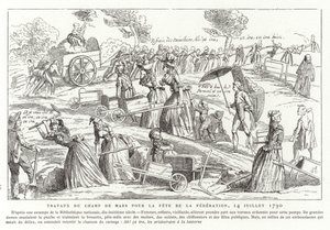 Werken op het Champ de Mars ter voorbereiding van het Fête de la Fédération, Parijs, Franse Revolutie, 14 juli 1790 door French School
