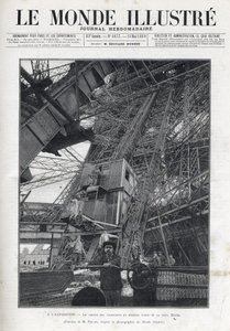 Wereldtentoonstelling in Parijs 1889 - De liften op de eerste verdieping van de Eiffeltoren - L