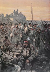 Gewonde Bulgaarse soldaten tijdens de Balkancampagnes 1912-13 door French School