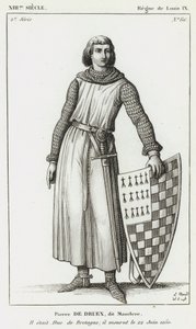 XIII Eeuw, Regering van Lodewijk IX, Pierre de Druex, genaamd Mauclere, Hij was Hertog van Bretagne; hij stierf op 22 juni 1250 door French School