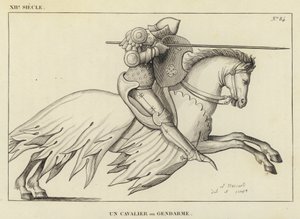 12e eeuw, Een ruiter of gendarme (gravure) door French School