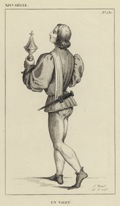 14e eeuw, Een knecht (gravure)