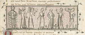 Yates Thompson 21, f. 165, Zeven Dodelijke Zonden, c.1380 door French School