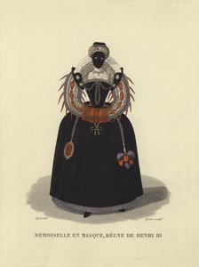 Jonge dame met masker, regeerperiode van Hendrik III van Frankrijk door French School