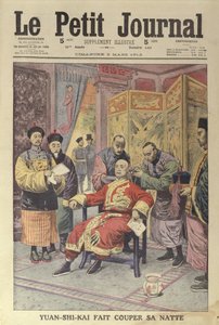 Yuan-Shi-Kai (1859-1916) laat zijn vlecht afknippen, omslag van Le Petit Journal, 3 maart 1912 door French School