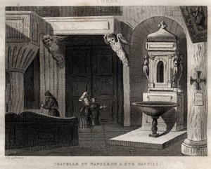 Kapel waar Napoleon werd gedoopt - Gravure uit 