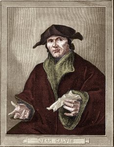 Portret van Jean Calvin, Franse religieuze hervormer en schrijver door French School