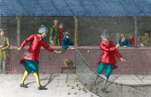 Kort palm goud echt tennis - Uitzicht op een palmspel in de 18e eeuw