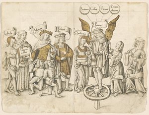 Een dialoog over menselijke gunst (recto) door French early 16th Century
