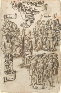 Hoop, Reikend naar de Hemel, Staat tussen Verdrietige en Blije Mannen, Vreugde en Angst [fol. 19 recto]