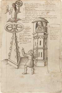 Het Standbeeld van Kans, een Voorbijganger, en Berouw [fol. 8r]