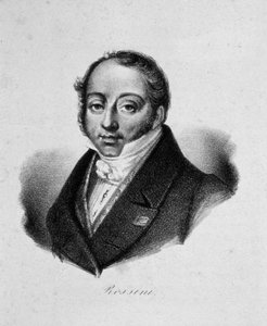 Portret van de componist Gioachino Antonio Rossini door French master.