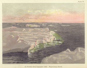 Bij zonsondergang, 22 september 1893, aquarelschets door Fridtjof Nansen