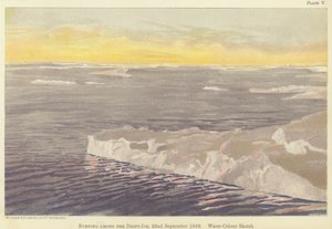 Avond tussen het drijfijs, 22 september 1893, aquarel schets door Fridtjof Nansen