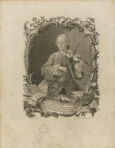 Leopold Mozart. Frontispice van de Versuch einer gründlichen Violinschule, 1756 door Friedrich