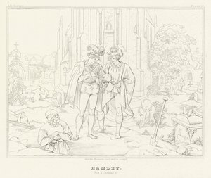 Hamlet, Act V, Scene 1 (gravure) door Friedrich August Moritz Retzsch