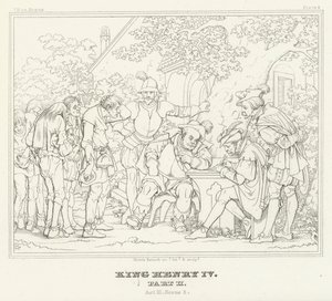 Koning Hendrik IV, Deel II, Act III, Scene 2 (gravure) door Friedrich August Moritz Retzsch