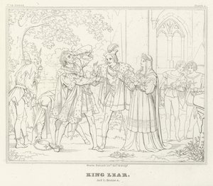 Koning Lear, Acte I, Scene 4 door Friedrich August Moritz Retzsch