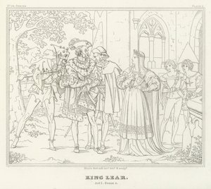 Koning Lear, Act I, Scene 4 (gravure) door Friedrich August Moritz Retzsch