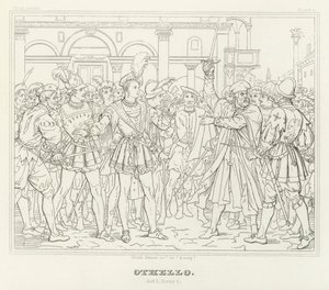 Othello, Act I, Scene 2 (gravure) door Friedrich August Moritz Retzsch
