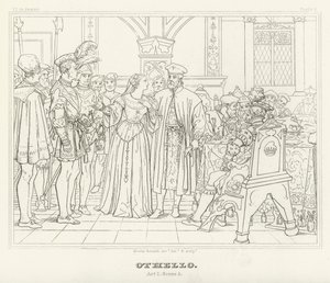 Othello, Act I, Scene 3 (gravure) door Friedrich August Moritz Retzsch