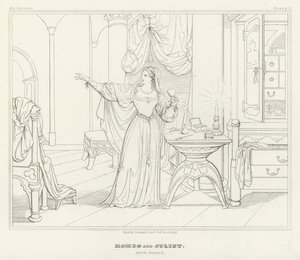 Romeo en Julia, Acte IV, Scene 3 door Friedrich August Moritz Retzsch