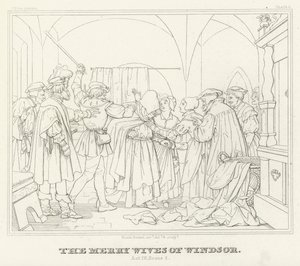 De Vrolijke Vrouwtjes van Windsor, Act IV, Scene 2 (gravure) door Friedrich August Moritz Retzsch