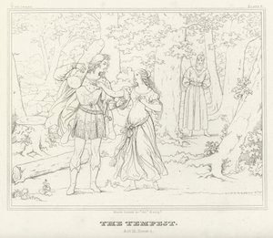 De Storm, Act III, Scene 1 (gravure) door Friedrich August Moritz Retzsch