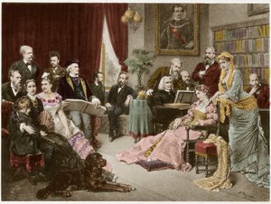 Richard Wagner en Liszt in Bayreuth met Cosima en Siegfried - naar Fritz Georg Papperitz