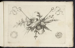 Festoen met bloemen, bladeren en vruchten door Friedrich Jacob Morisson