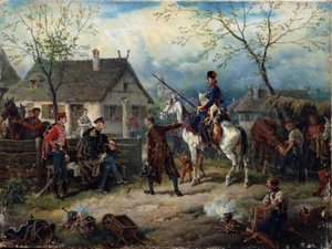 Scène uit de Russisch-Franse oorlog in 1812