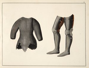 Wapenrusting, plaat uit A History of the Development and Customs of Chivalry, door Dr. Franz Kottenkamp, uitgegeven door Carl Hoffmann, 1842 door Friedrich Martin von Reibisch