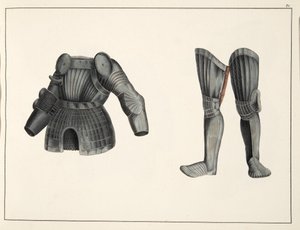 Wapenrusting, plaat uit A History of the Development and Customs of Chivalry, door Dr. Franz Kottenkamp, uitgegeven door Carl Hoffmann, 1842 door Friedrich Martin von Reibisch