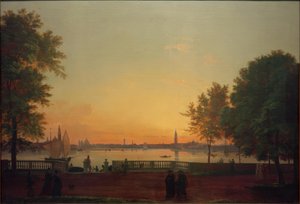 Uitzicht op Venetië vanaf de Giardini Pubblici door Friedrich Nerly