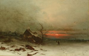 Terug naar huis bij zonsondergang