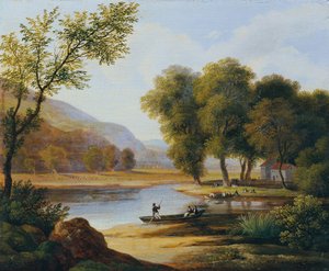 Kanoërs in landschap door Friedrich Philipp Reinhold