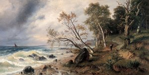 Baltische kust op het eiland Vilm door Friedrich Preller the Younger