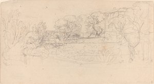 Een terrasvormige tuin bij een villa door Friedrich Salathé