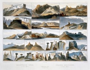 Opmerkelijke heuvels aan de bovenloop van de Missouri, 1844 door Friedrich Salathé