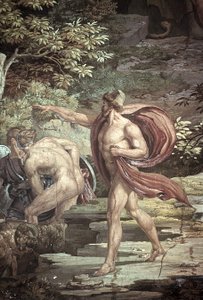Ontsnapping uit de Grot van de Blinde Polyphemus, Scènes uit de Odyssee door Friedrich the Elder Preller