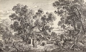 Nausicaa en Odysseus (gravure) door Friedrich the Elder Preller