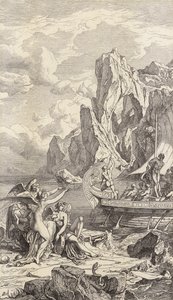 Odysseus en de Sirenen (gravure) door Friedrich the Elder Preller