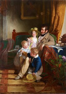 Rudolf von Arthaber en zijn kinderen Rudolf, Emilie en Gustav door Friedrich von Amerling