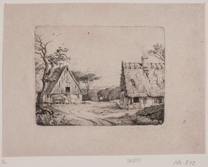 Landschap met twee boerderijen door Frits Grove