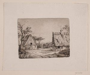 Landschap met twee boerderijen