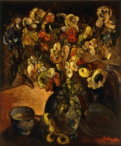 Stilleven met Bloemen en Kom