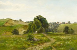 Zomerse heuvelachtige landschap door Fritz Halberg Krauss