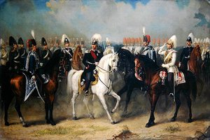 Keurvorst Friedrich Wilhelm I van Hessen-Kassel met zijn officieren op parade door Fritz Hummel