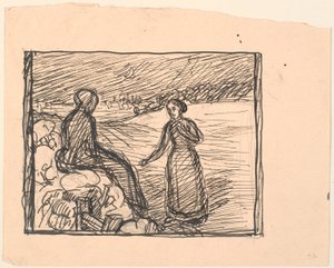 Daar buiten in de sneeuw zat een vrouw in lange zwarte kleren... door Fritz Syberg