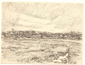 Landschap met dorp